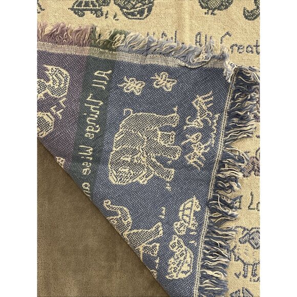 NWT Vintage‎ MMW 1993 Animal Motif Woven Throw All Things Bright & Beautiful 47” - Picture 6 of 11